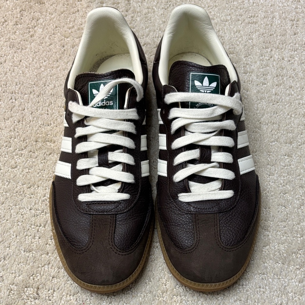 adidas Samba Men's Brown and White Leather Sneakers - Picture 2 of 5